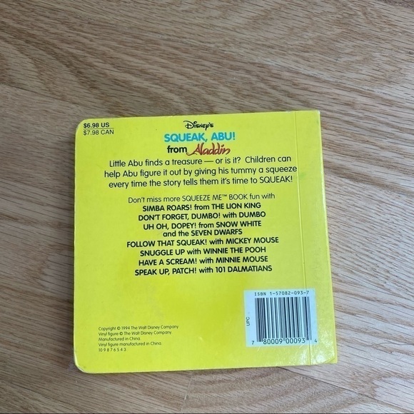 Vintage Disney Squeak Abu Aladdin Board Book Kids - Picture 5 of 5